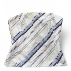 STUNNING DETAILED White & blue striped corset top with full length back zipper